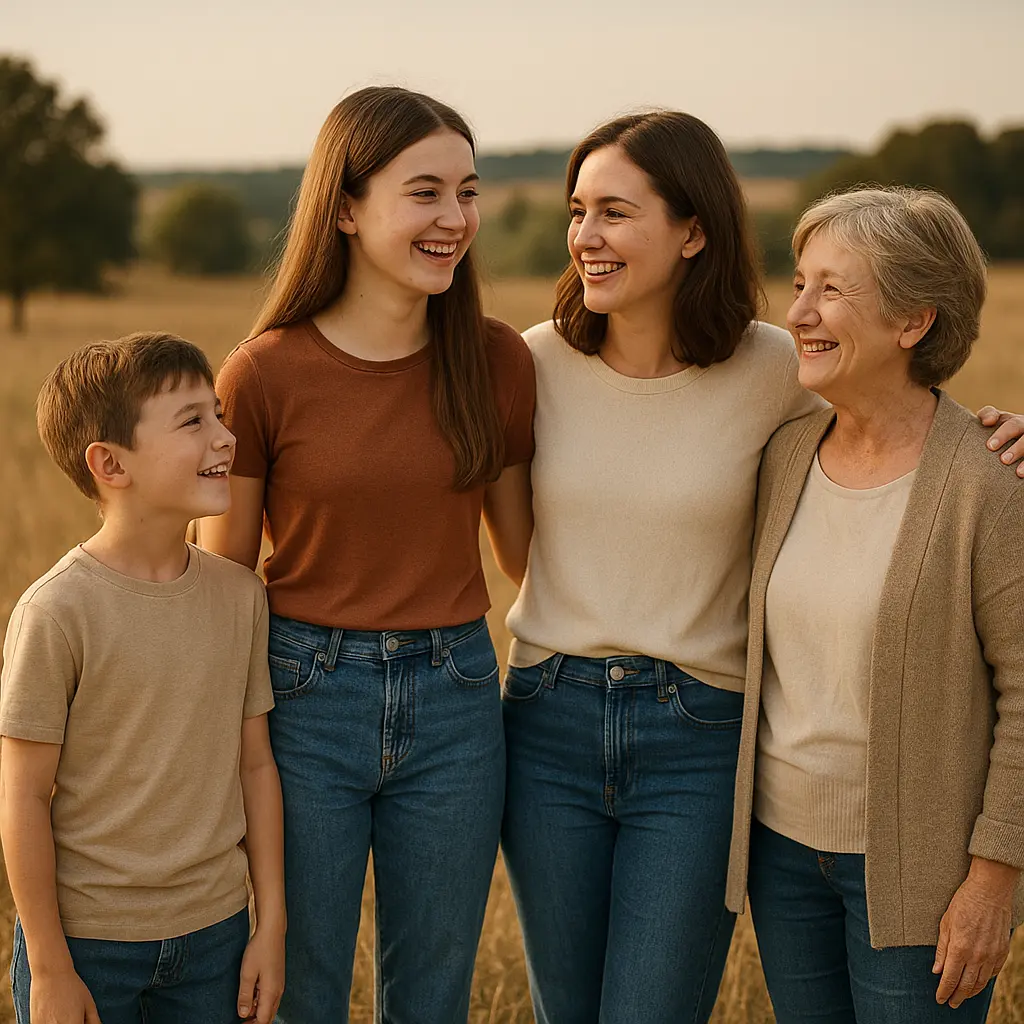 Mulher sorrindo em um campo